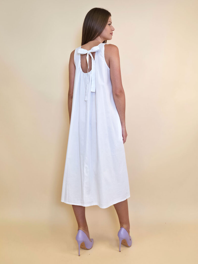 Haljina 44 Georgia - cotton UN mašna leđa - white
