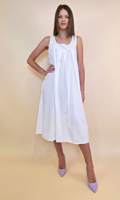 Haljina 44 Georgia - cotton UN mašna leđa - white