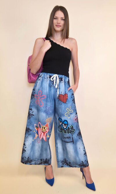 Hlače 39 Pueblo - print jeans Tragic Heart