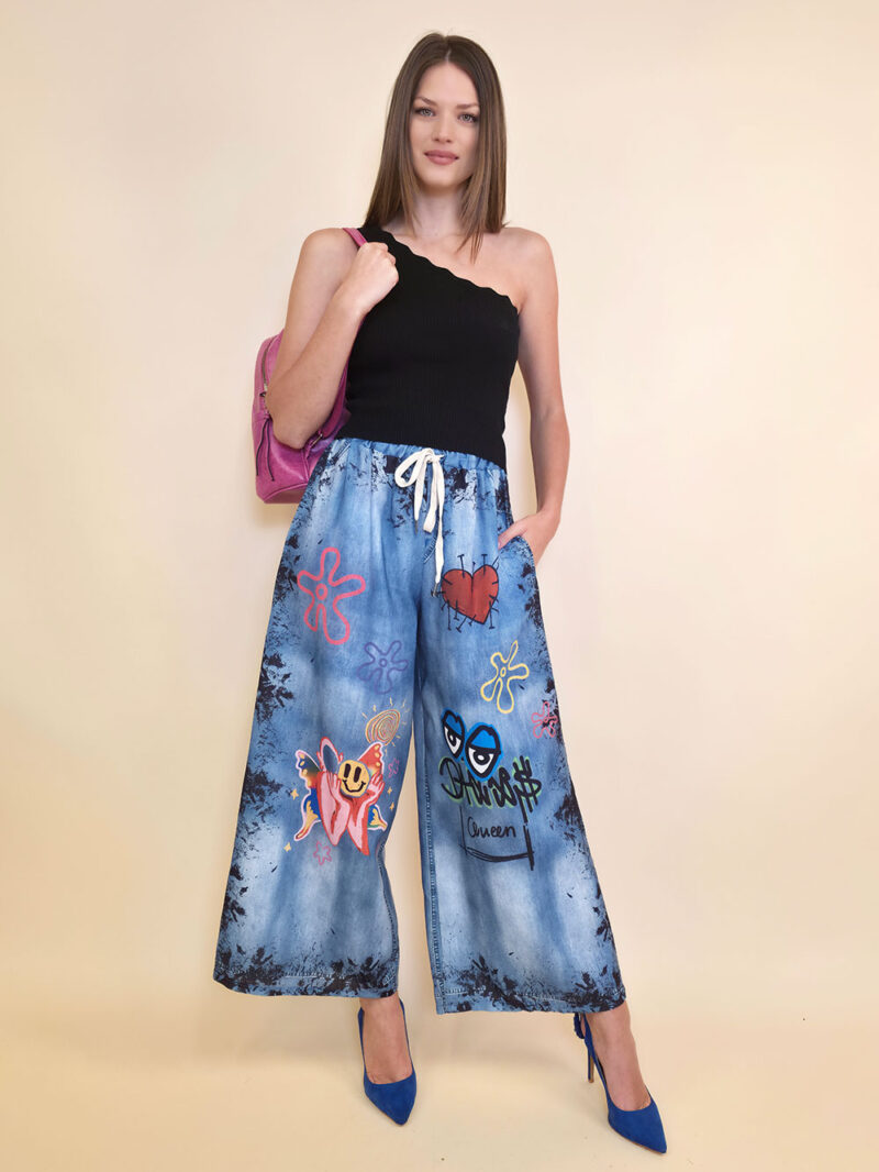 Hlače 39 Pueblo - print jeans Tragic Heart