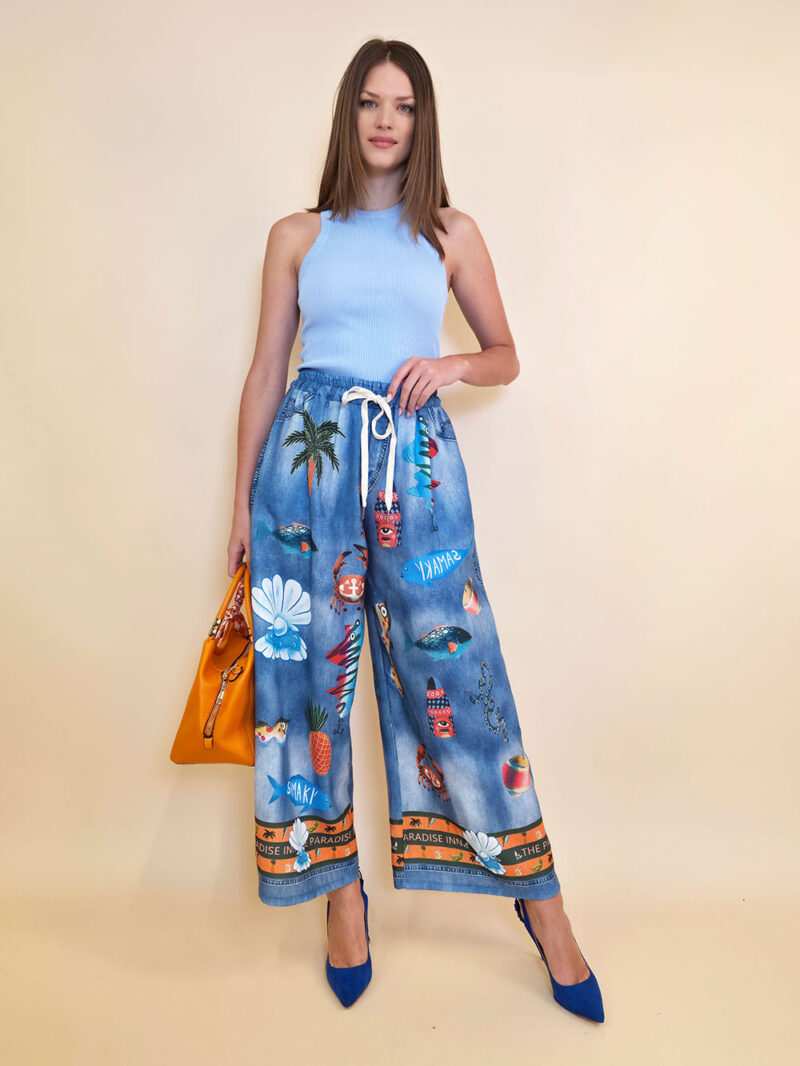 Hlače 39 Pueblo - print jeans Fishies