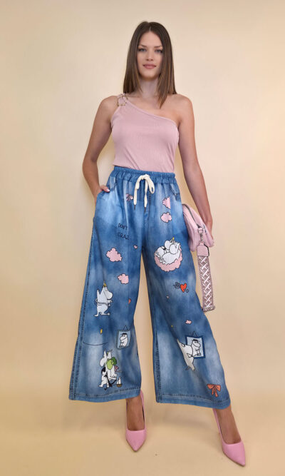 Hlače 39 Pueblo - print jeans Love Clouds