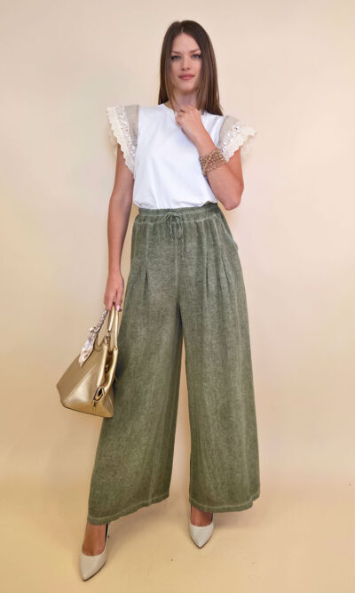 Hlače 56 Alamo - linen/cotton UN - military