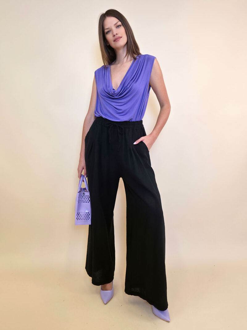 Hlače 56 Alamo - linen/cotton UN - black