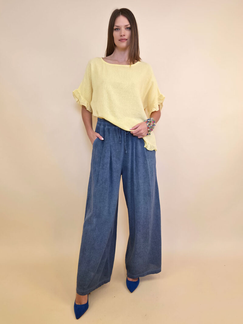 Hlače 56 Alamo - linen/cotton UN - d.jeans