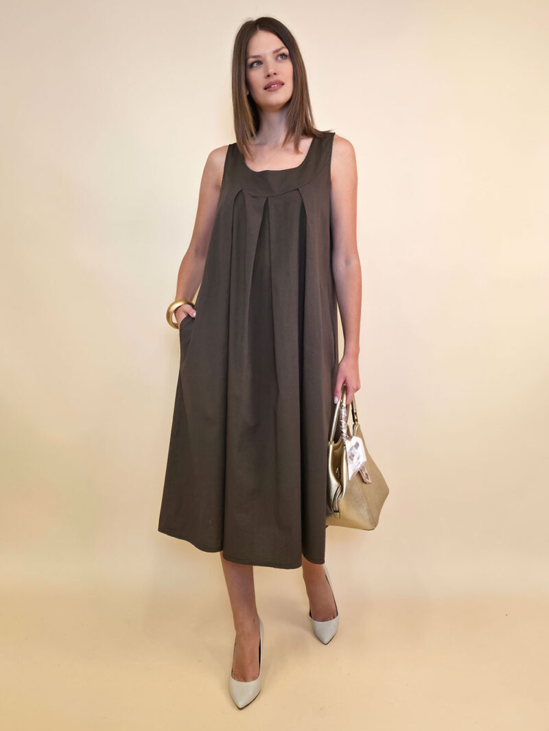 Haljina 44 Georgia - cotton UN mašna leđa - brown