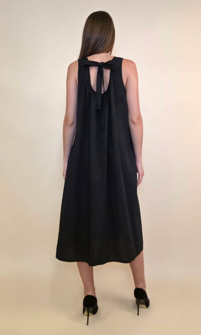Haljina 44 Georgia - cotton UN mašna leđa - black