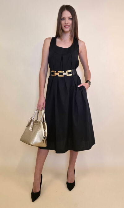 Haljina 44 Georgia - cotton UN mašna leđa - black