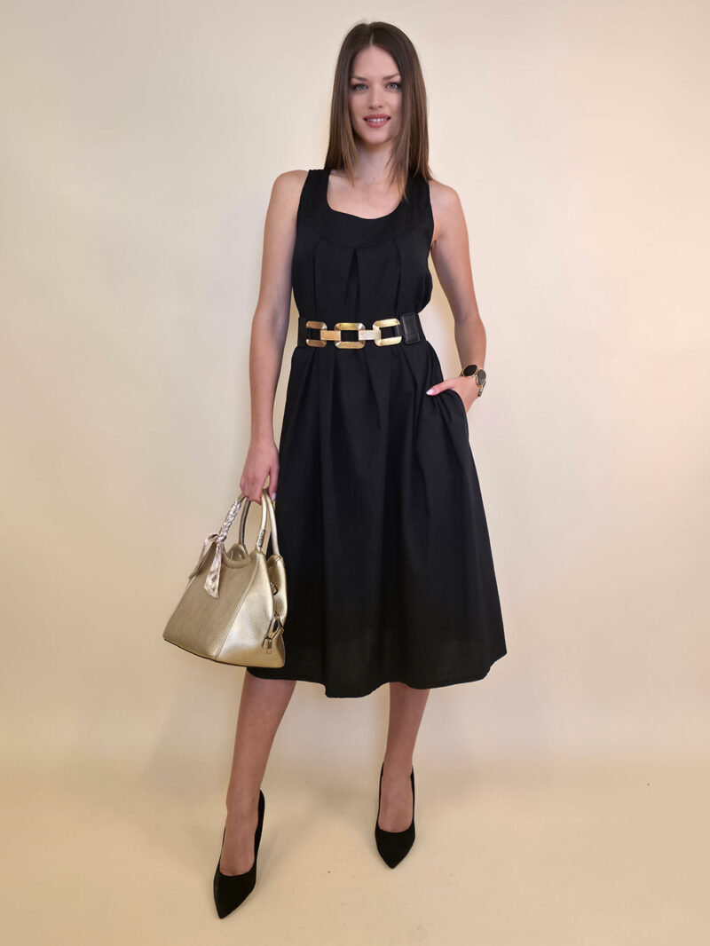Haljina 44 Georgia - cotton UN mašna leđa - black
