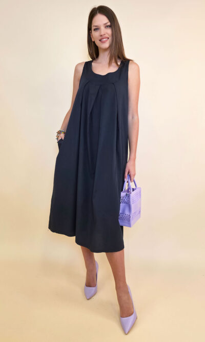 Haljina 44 Georgia - cotton UN mašna leđa - navy