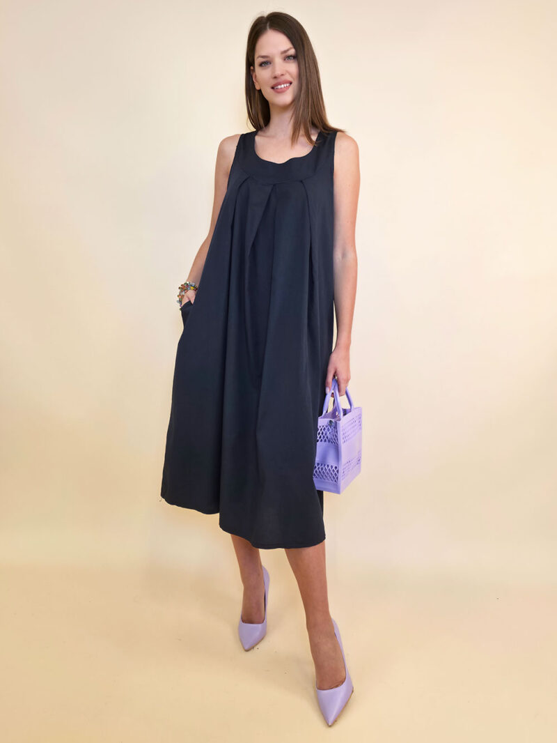 Haljina 44 Georgia - cotton UN mašna leđa - navy