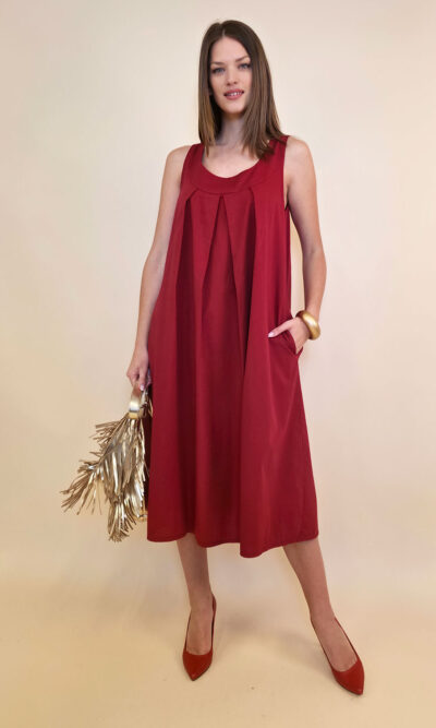 Haljina 44 Georgia - cotton UN mašna leđa - burgundy