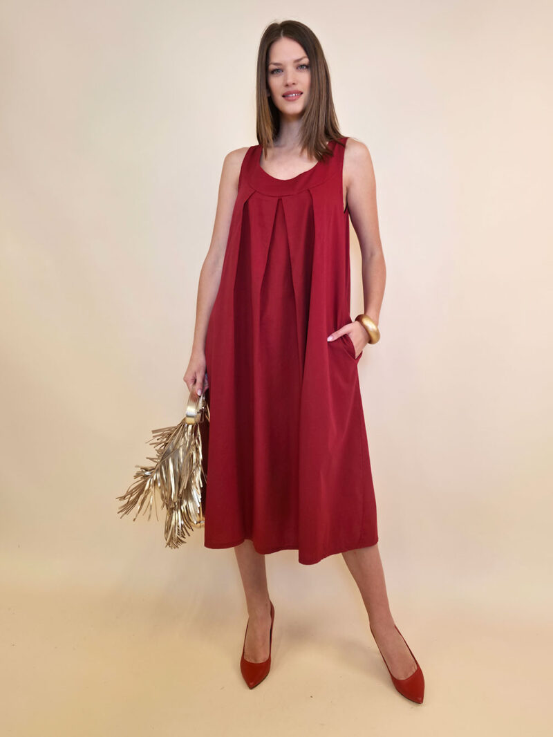 Haljina 44 Georgia - cotton UN mašna leđa - burgundy