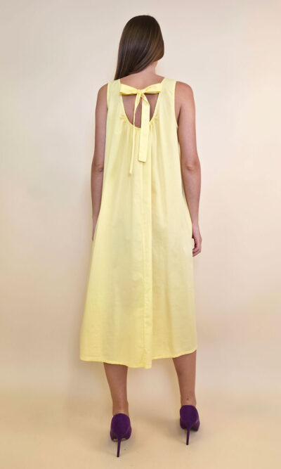 Haljina 44 Georgia - cotton UN mašna leđa - yellow