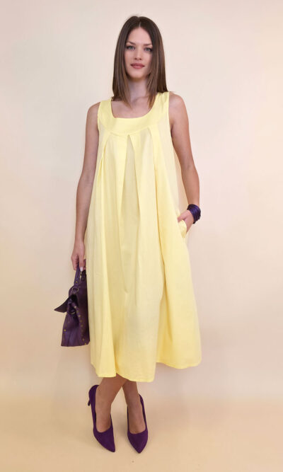 Haljina 44 Georgia - cotton UN mašna leđa - yellow