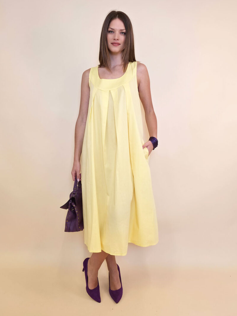 Haljina 44 Georgia - cotton UN mašna leđa - yellow