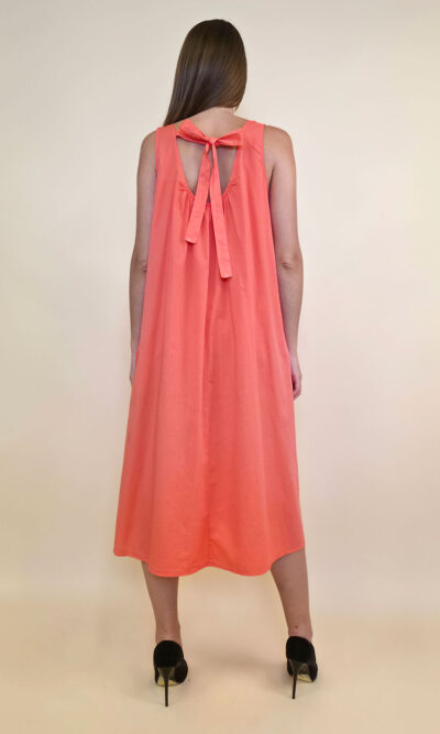Haljina 44 Georgia - cotton UN mašna leđa - coral