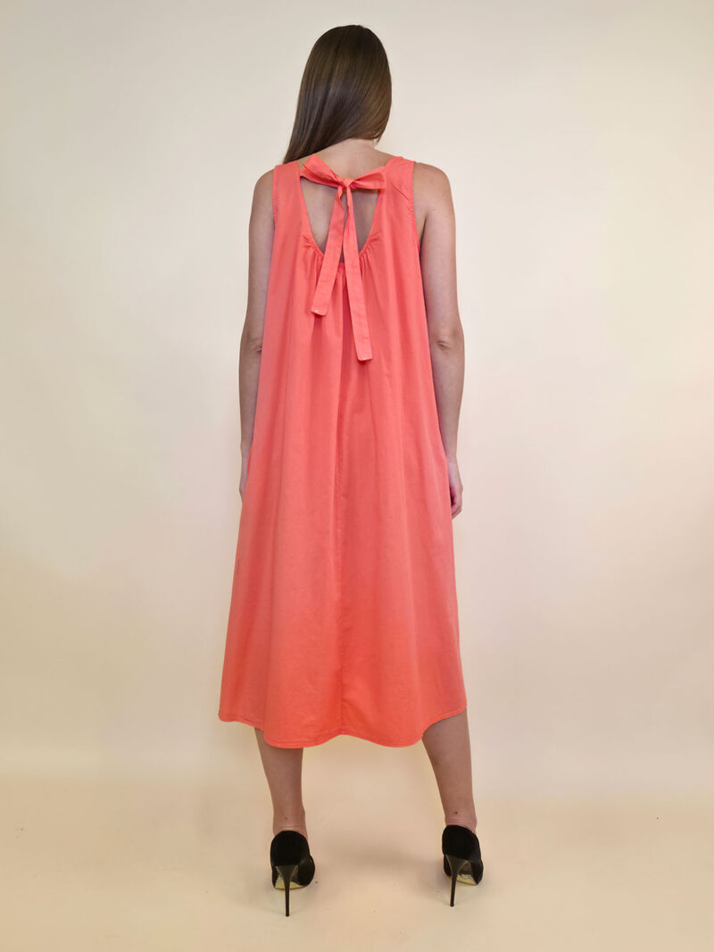 Haljina 44 Georgia - cotton UN mašna leđa - coral