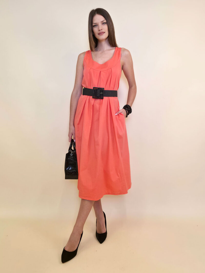 Haljina 44 Georgia - cotton UN mašna leđa - coral