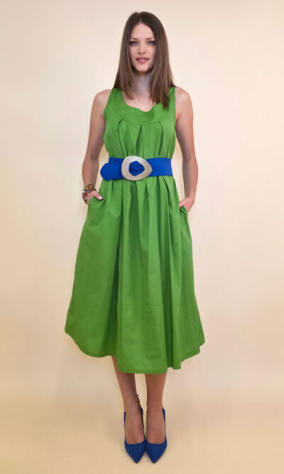 Haljina 44 Georgia - cotton UN mašna leđa - apple green