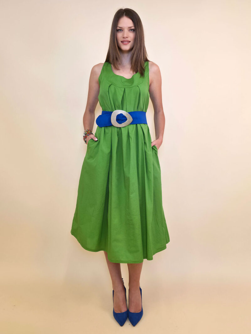 Haljina 44 Georgia - cotton UN mašna leđa - apple green