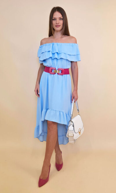 Haljina 34 Alabama - tesutto UN volani - sky blue