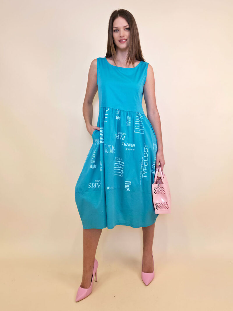 Haljina 44 Portland - cotton UN/print - turqoise