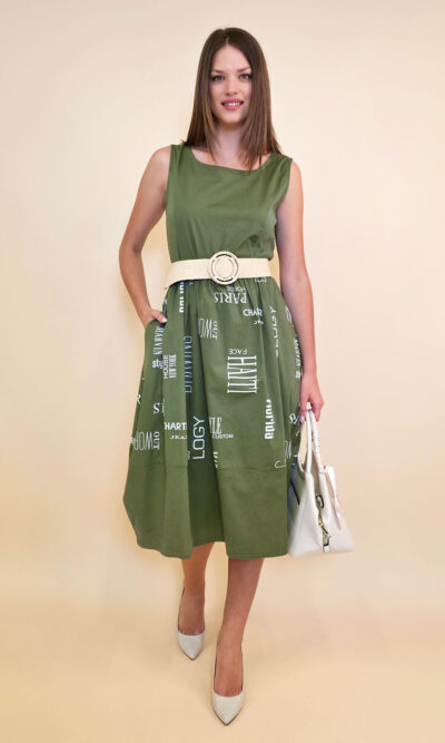 Haljina 44 Portland - cotton UN/print - military