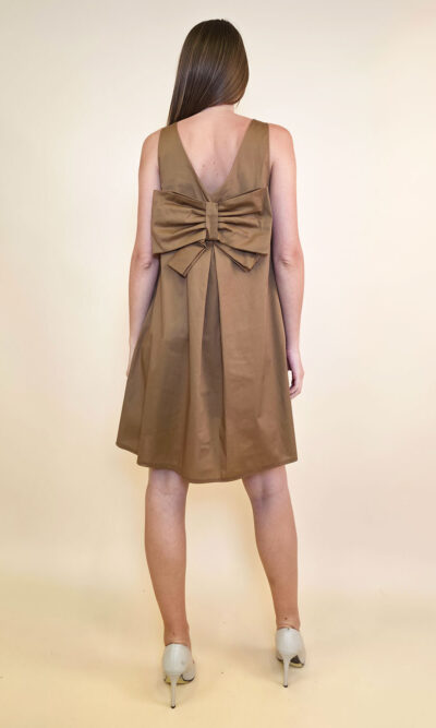 Haljina 48 Virginia - cotton poplin UN mašna/reversible - camel