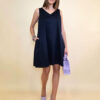 Haljina 48 Virginia - cotton poplin UN mašna/reversible - navy