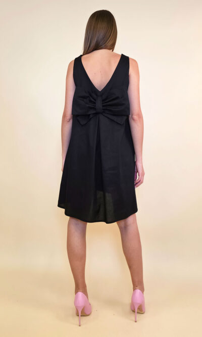 Haljina 48 Virginia - cotton poplin UN mašna/reversible - black