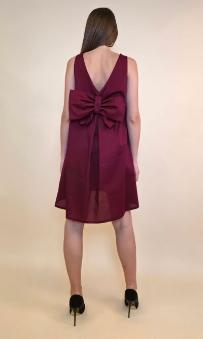 Haljina 48 Virginia - cotton poplin UN mašna/reversible - india red