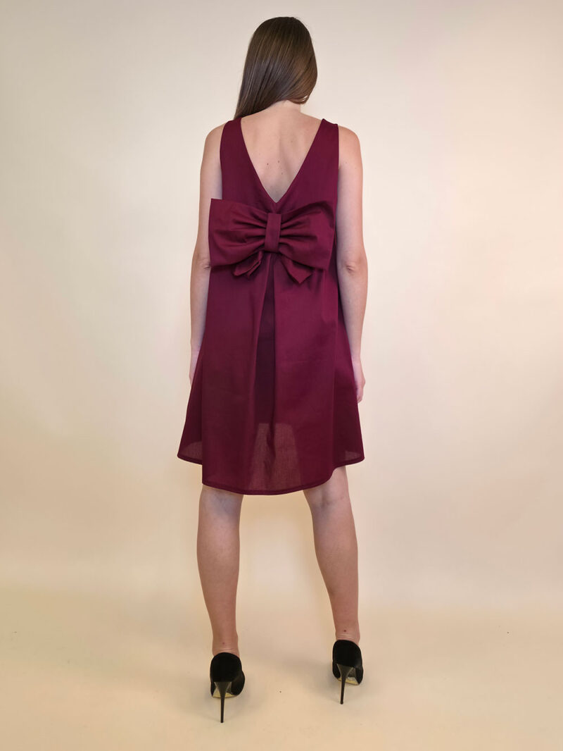 Haljina 48 Virginia - cotton poplin UN mašna/reversible - india red