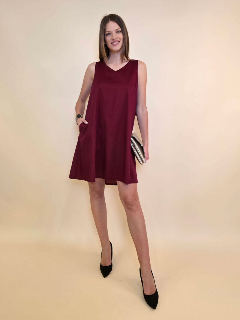 Haljina 48 Virginia - cotton poplin UN mašna/reversible - india red