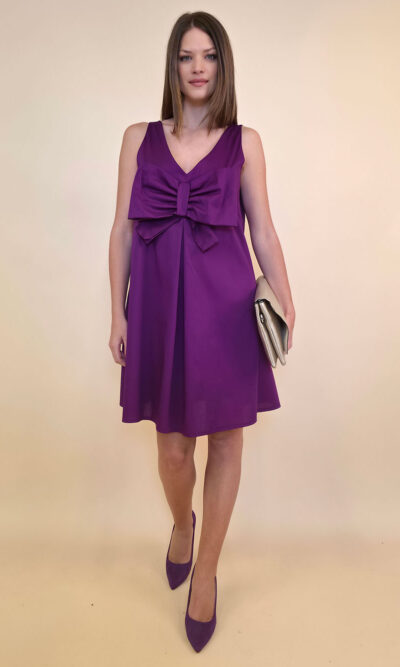 Haljina 48 Virginia - cotton poplin UN mašna/reversible - viola