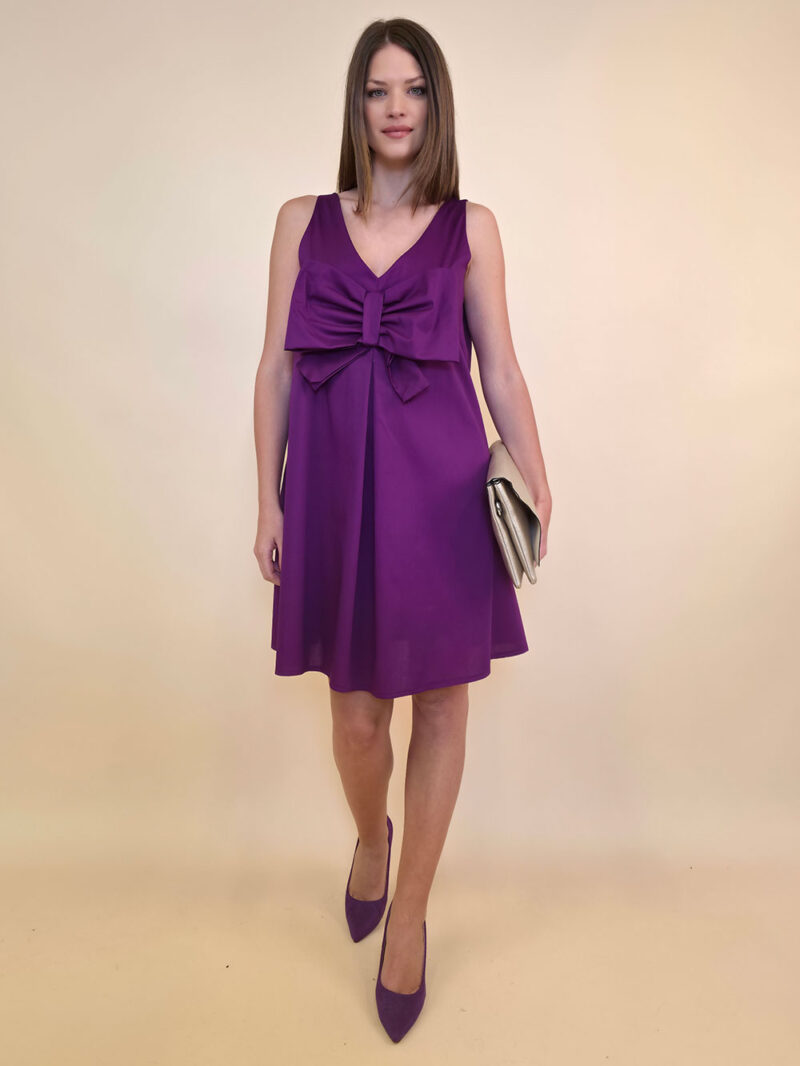 Haljina 48 Virginia - cotton poplin UN mašna/reversible - viola