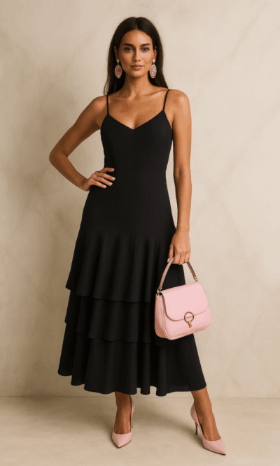 Haljina 48 Laurel - viscose UN 3 volana - navy