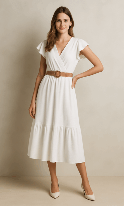 Haljina+remen 46 Aberdeen - viscose UN - white