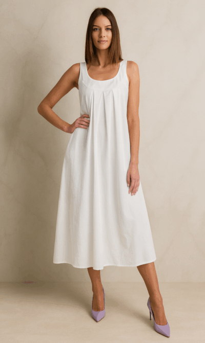 Haljina 44 Georgia - cotton UN mašna leđa - white