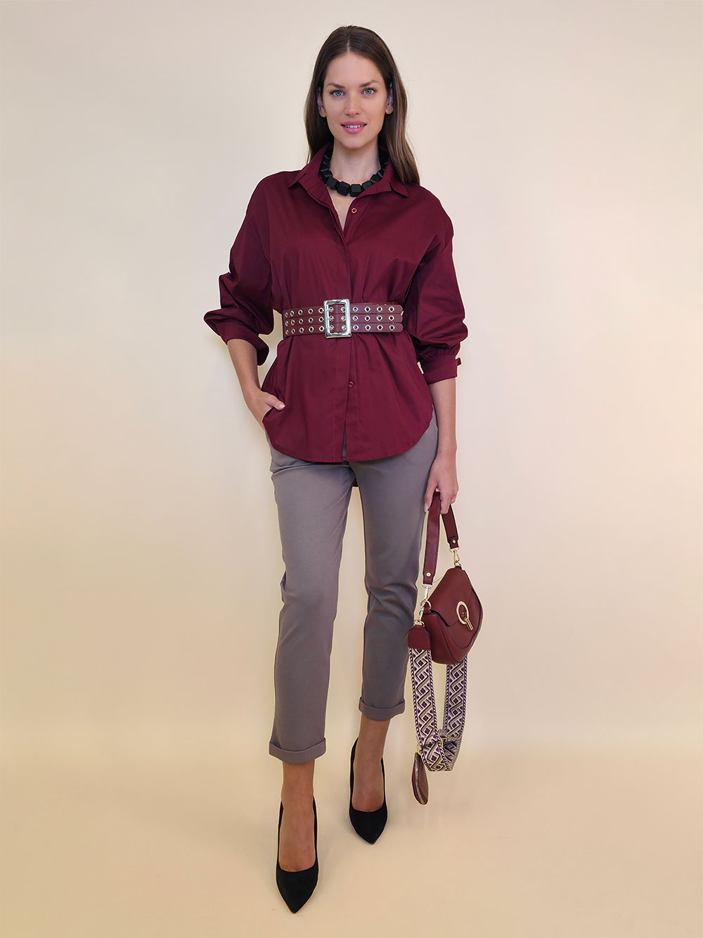 Košulja 44 Brooklyn - cotton UN - burgundy