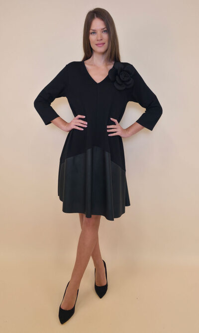 Haljina 52 Emma - felpa/ecco leather+flower UN - black