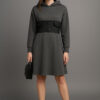 Haljina 24 Mount Dora - scuba+ecco leather UN - antracit