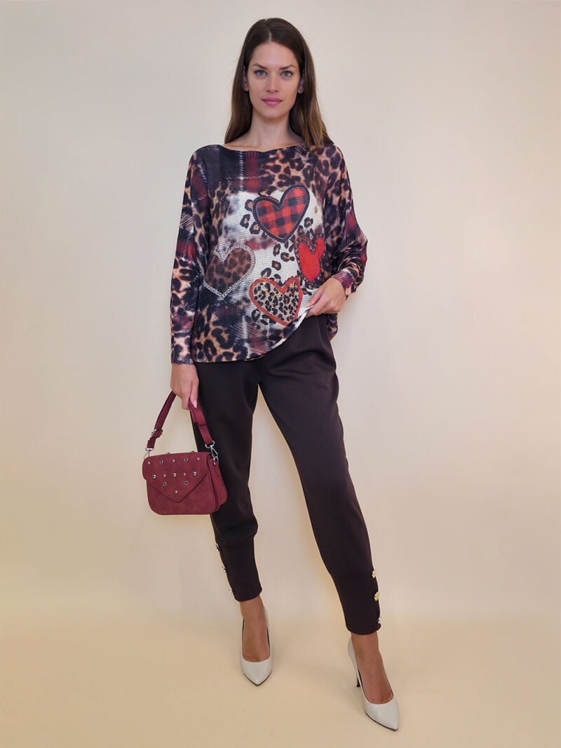 Pulover 28 La Jolla - plt - Animal Hearts Burgundy