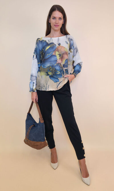 Pulover 28 La Jolla - plt - Big Flowers Blue