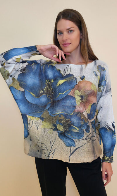 Pulover 28 La Jolla - plt - Big Flowers Blue