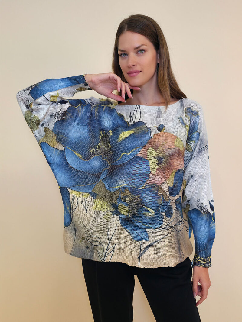 Pulover 28 La Jolla - plt - Big Flowers Blue