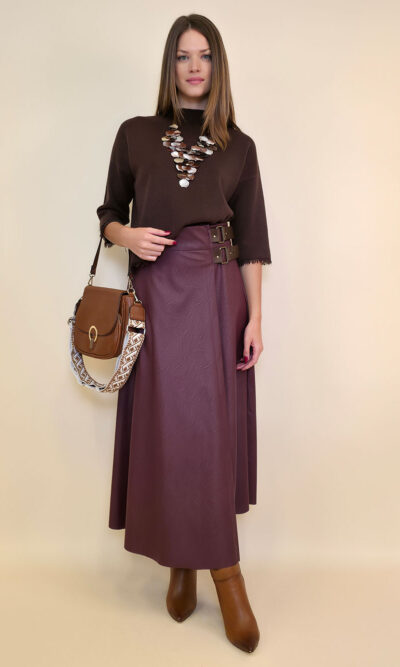 Suknja 72 Manhattan - ecco leather UN - burgundy