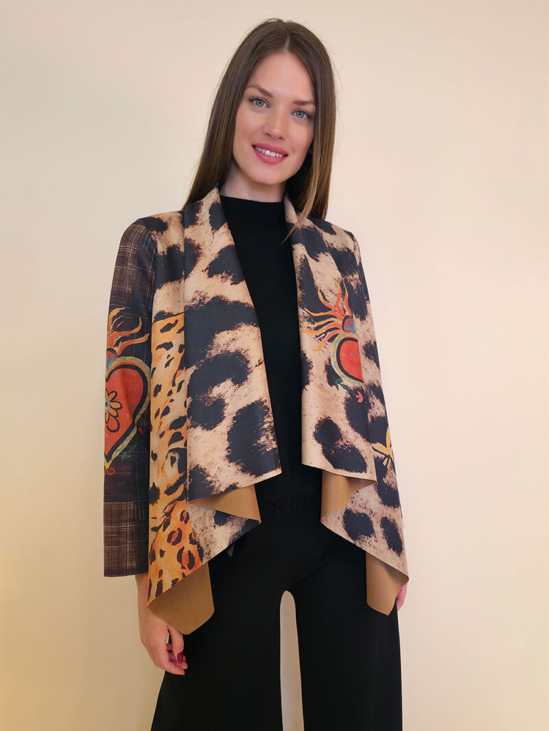 Jakna 48 Alda - ecco suede print - Leopard Tartan