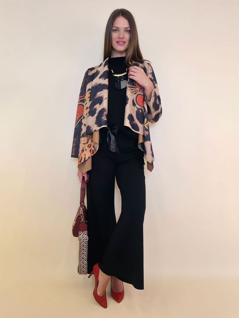 Jakna 48 Alda - ecco suede print - Leopard Tartan