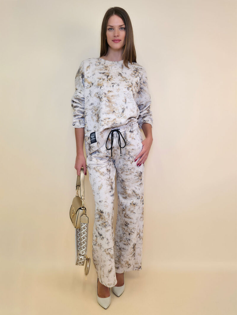 Hlače 40 Anselmo - jersey print stardust brushed - beige